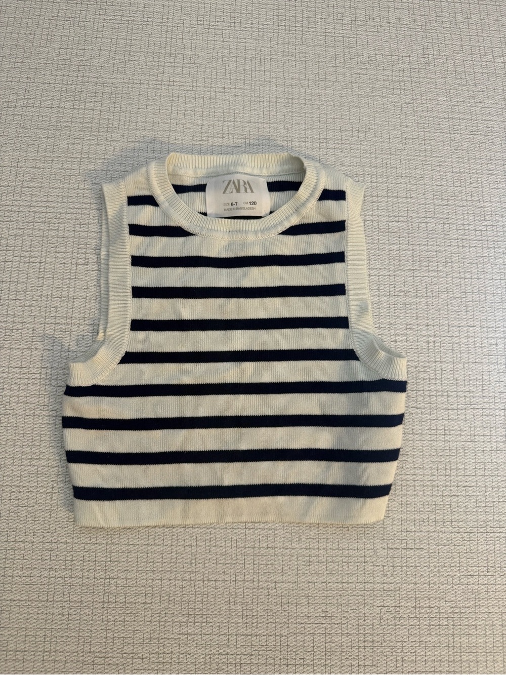 Zara Navy & White Striped Knit Crop Top